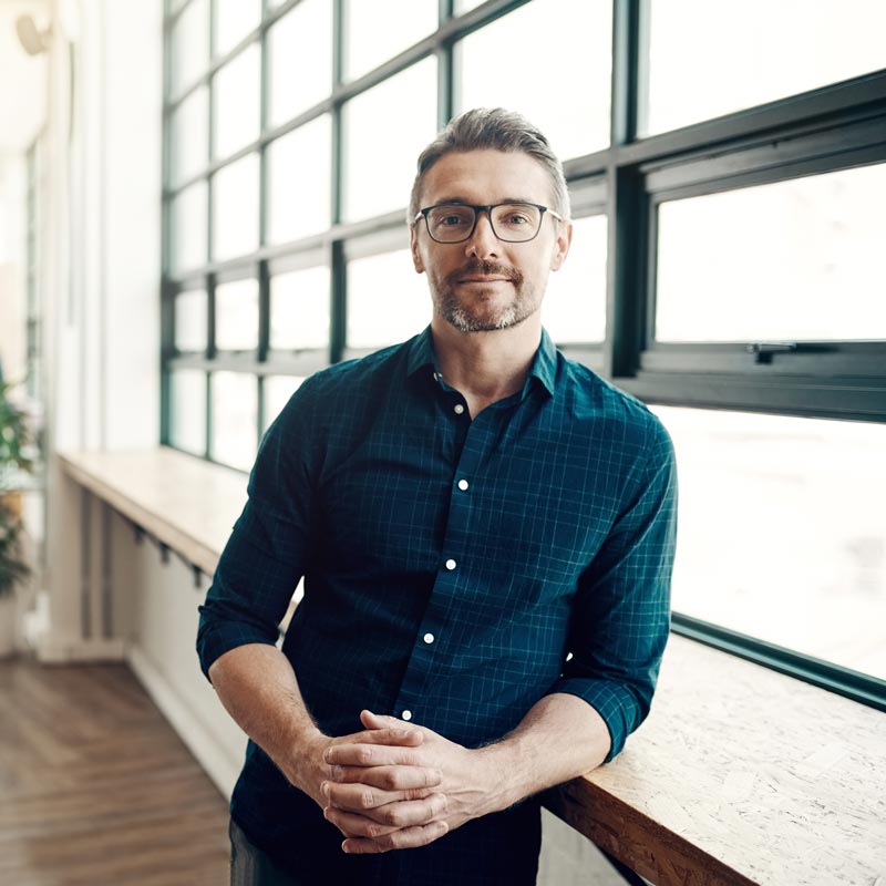 confident man in office